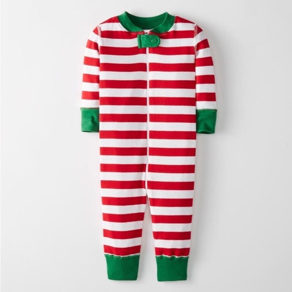 Hanna Andersson Stripe Christmas Print Baby Sleeper 70 9-12 months